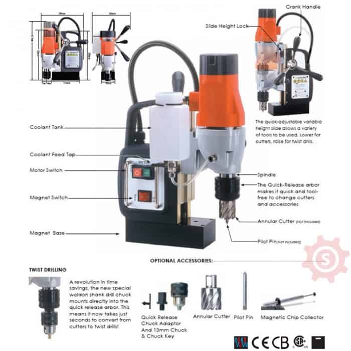 AGP 35MM Magnetic Core Drill 1100W 35MMX50MM SMD351H FOC 2pcs Cutter
