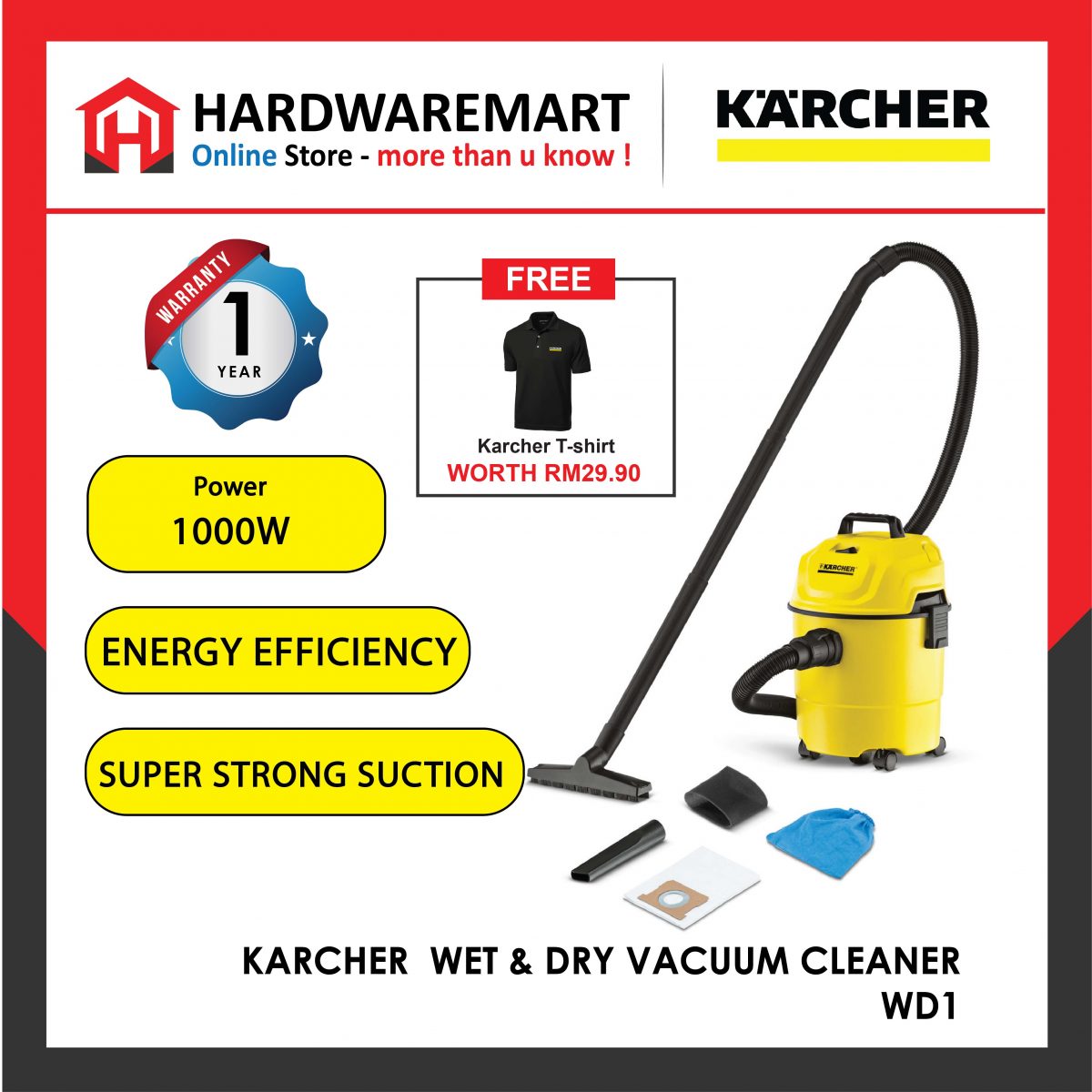 Karcher WD1 Wet & Dry Vacuum Cleaner Karcher Vacuum Cleaner