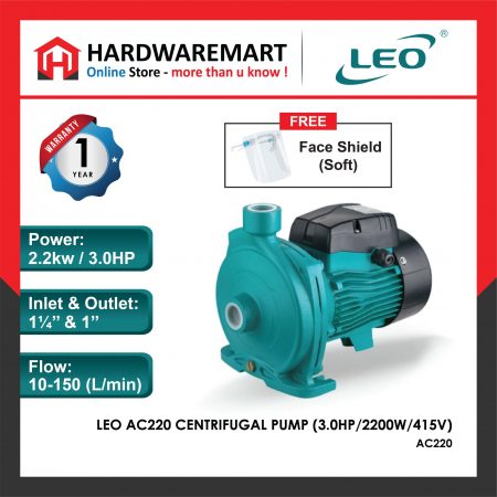 LEO AC220 CENTRIFUGAL PUMP Pam Air Rumah Kolam [3 PHASE] (3.0HP/2200W/415V)