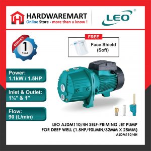 LEO AJDM110/4H SELF-PRIMING JET PUMP FOR DEEP WELL Pam Air Perigi [1 PHASE] (1.5HP/90LMIN)