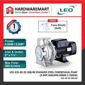 LEO XZS-50-32-200/40 STAINLESS STEEL CENTRIFUGAL PUMP Industrial Pam Air Industri [3 PHASE] (5.5HP/360LMIN)