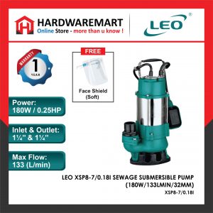 LEO XSP8-7/0.18I SEWAGE SUBMERSIBLE PUMP Pam Air Kumbahan [1 PHASE] (180W/133LMIN/32MM)