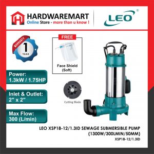 LEO XSP18-12/1.3ID SEWAGE SUBMERSIBLE PUMP Pam Air Kumbahan [1 PHASE] (1300W/300LMIN/50MM)