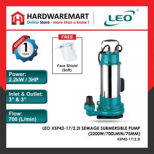 LEO XSP42-17/2.2L SEWAGE SUBMERSIBLE PUMP Pam Air Kumbahan [1 PHASE] (2200W/700LMIN/75MM)