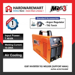 MAX3 ALPHA ACDCTIG200P IGBT INVERTER TIG WELDER (SUPPORT MMA)