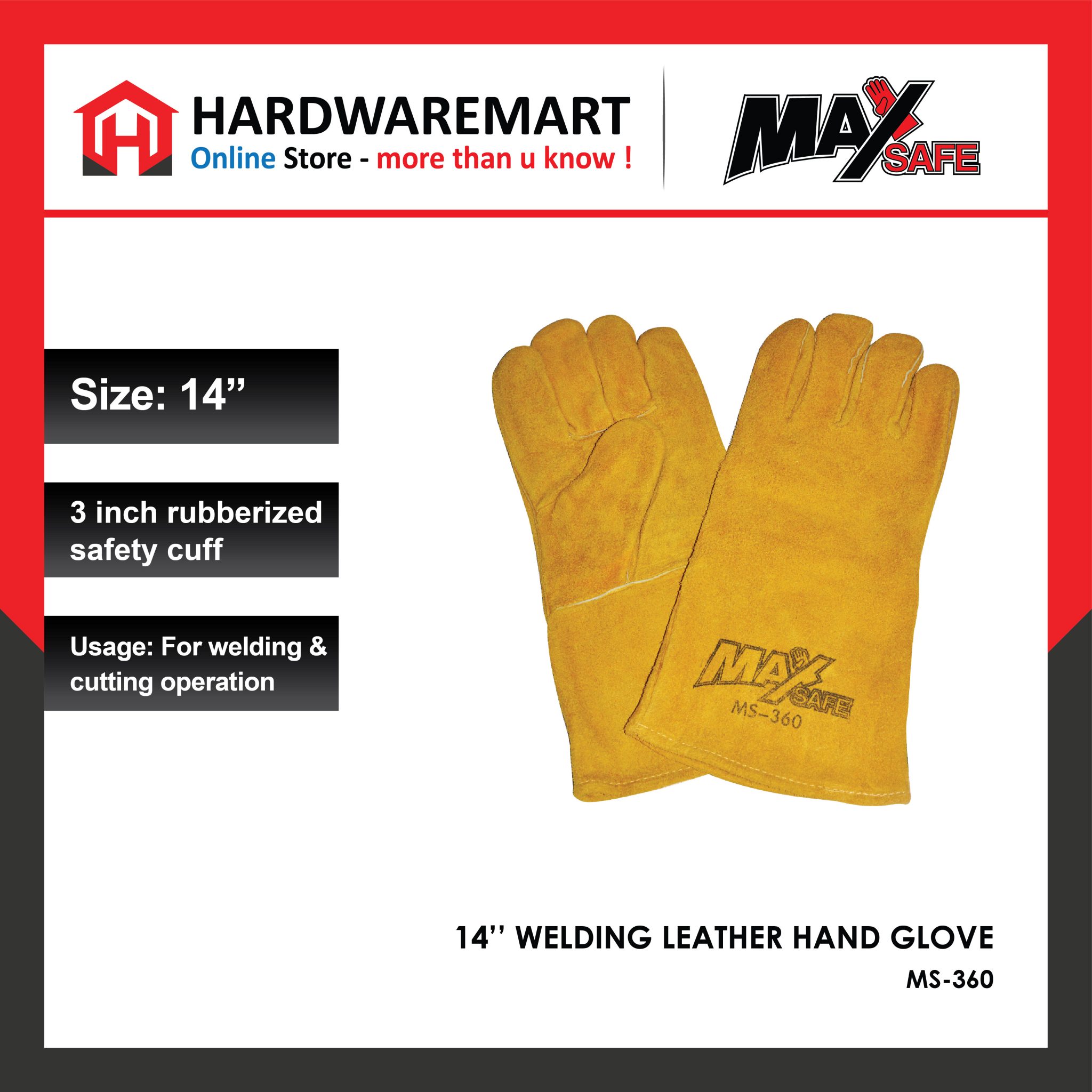 MAX3 MaxSafe Welding Leather Hand Gloves MS360