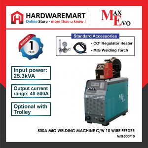 MAXEVO MIG500F10 500A MIG WELDING MACHINE (C/W WIRE FEEDER)