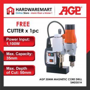 AGP 35MM MAGNETIC CORE DRILL 1100W 35MMX50MM SMD351H (FOC 1 PCS CUTTER)