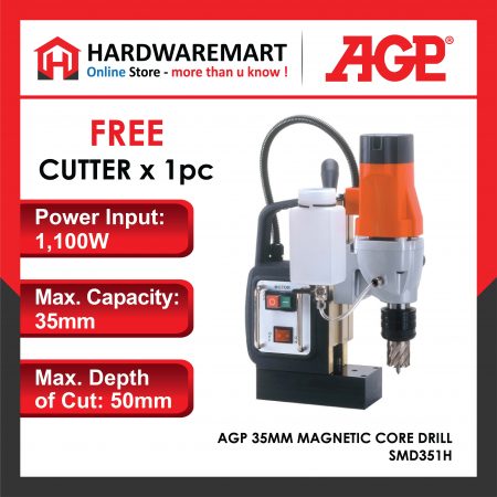 AGP 35MM MAGNETIC CORE DRILL 1100W 35MMX50MM SMD351H (FOC 1 PCS CUTTER)