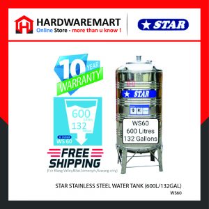 STAR WS60 STAINLESS STEEL WATER TANK (600L/132GAL)