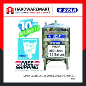 STAR WS85 STAINLESS STEEL WATER TANK (850L/185GAL)