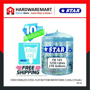 STAR FB125 STAINLESS STEEL FLAT BOTTOM WATER TANK (1250L/275GAL)