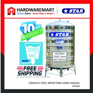 STAR WS200H STAINLESS STEEL WATER TANK (2000L/440GAL)