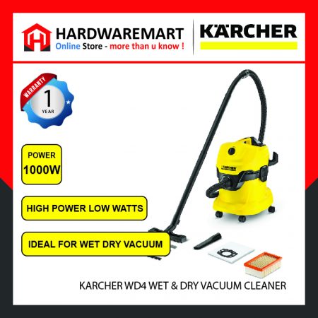 KARCHER WD4 WET & DRY MULTIPURPOSE VACUUM CLEANER (1000W/20L)