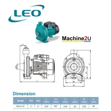 LEO ACM37 CENTRIFUGAL PUMP Pam Air Rumah Kolam [1 PHASE] (370W/90LMIN/25MM)