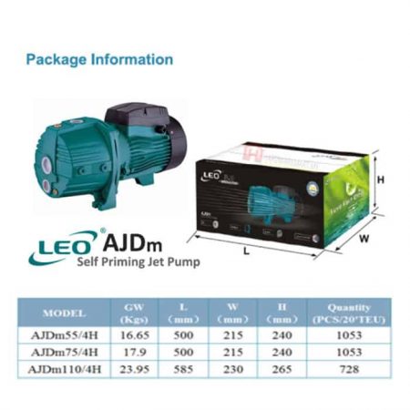 LEO AJDM110/4H SELF-PRIMING JET PUMP FOR DEEP WELL Pam Air Perigi [1 PHASE] (1.5HP/90LMIN)