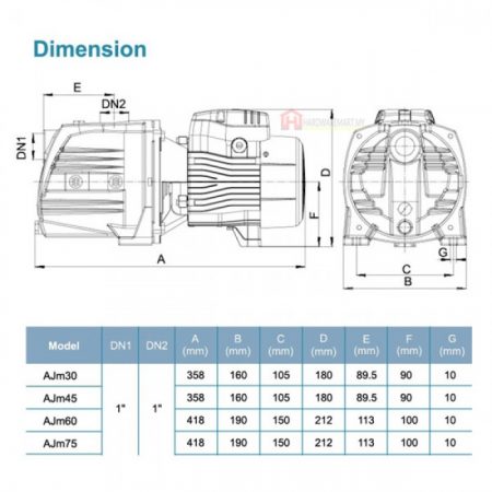 LEO AJM45 SELF-PRIMING JET WATER PUMP Pam Air [1 PHASE] (0.6HP/35LMIN/25MM)