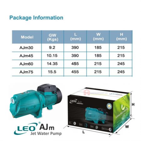 LEO AJM75 SELF-PRIMING JET WATER PUMP Pam Air [1 PHASE] (1HP/65LMIN/25MM)