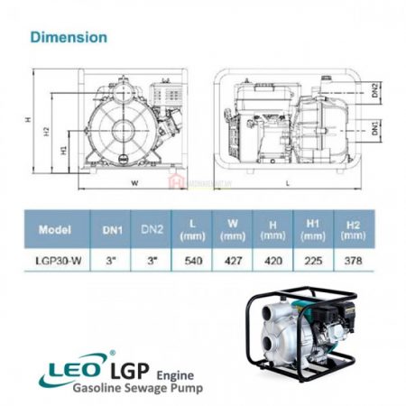 LEO LGP30-W PETROL ENGINE SEWAGE PUMP Pam Air Enjin Kilang