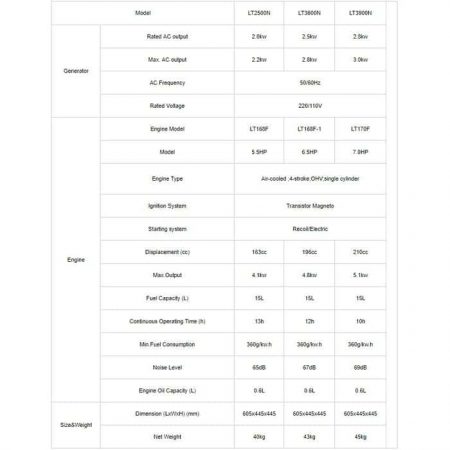 LUTIAN 3KW HEAVY DUTY GASOLINE GENERATOR (LT3900N-1) ENGINE PENJANA ENJIN
