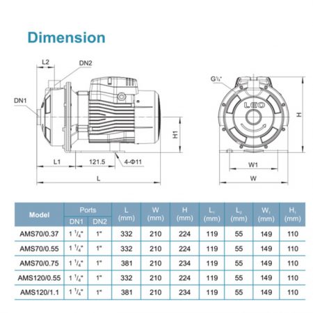 LEO AMSM70/0.55 STAINLESS STEEL CENTRIFUGAL PUMP Pam Air Rumah Kolam [1 PHASE] (0.75HP/80LMIN)