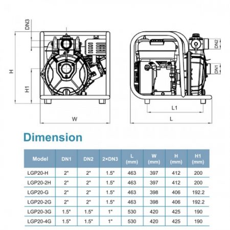 LEO LGP20-2H PETROL ENGINE WATER PUMP Pam Air Enjin Kilang (6.5HP/333LMIN/50MM)