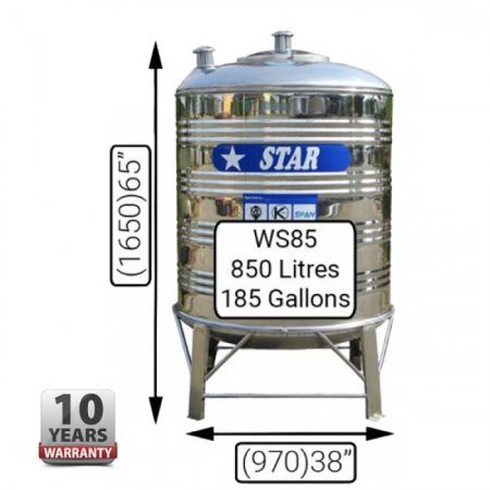 STAR WS85 STAINLESS STEEL WATER TANK (850L/185GAL)