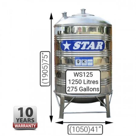 STAR WS125 STAINLESS STEEL WATER TANK (1250L/275GAL)