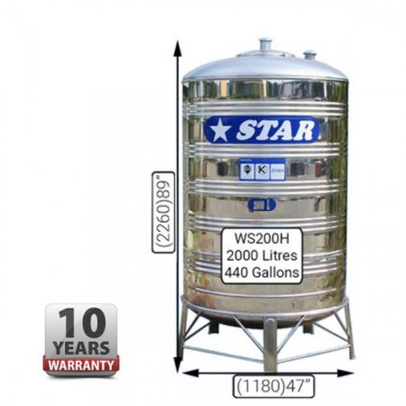 STAR WS200H STAINLESS STEEL WATER TANK (2000L/440GAL)