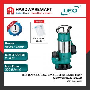 LEO XSP12-8.5/0.45L SEWAGE SUBMERSIBLE PUMP Pam Air Kumbahan [1 PHASE] (450W/200LMIN/50MM)