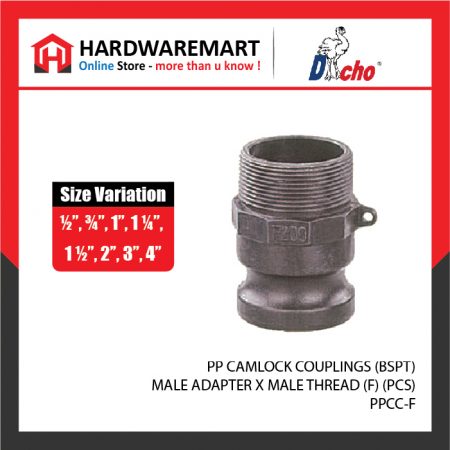 PP CAMLOCK COUPLINGS (BSPT) - MALE ADAPTER X MALE THREAD (F) (PCS)