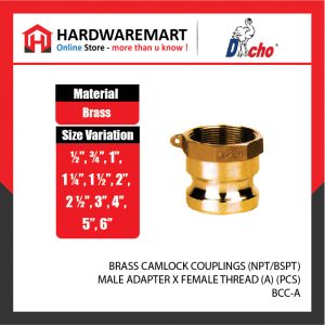 BRASS CAMLOCK COUPLINGS (NPT/BSPT) - MALE ADAPTER X FEMALE THREAD (A) (PCS)