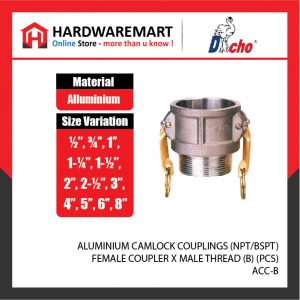 ALUMINIUM CAMLOCK COUPLINGS (NPT/BSPT) - FEMALE COUPLER X MALE THREAD (B) (PCS)