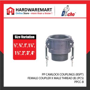 PP CAMLOCK COUPLINGS (BSPT) - FEMALE COUPLER X MALE THREAD (B) (PCS)