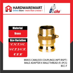 BRASS CAMLOCK COUPLINGS (NPT/BSPT) - MALE ADAPTER X MALE THREAD (F) (PCS)