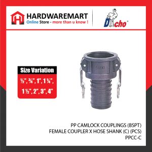 PP CAMLOCK COUPLINGS (BSPT) - FEMALE COUPLER X HOSE SHANK (C) (PCS)