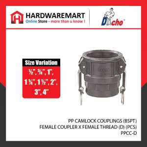 PP CAMLOCK COUPLINGS (BSPT) - FEMALE COUPLER X FEMALE THREAD (D) (PCS)