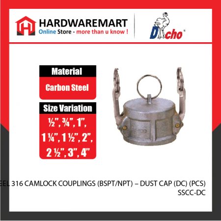STAINLESS STEEL 316 CAMLOCK COUPLINGS (BSPT/NPT) - DUST CAP (DC) (PCS)