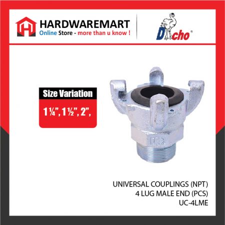 UNIVERSAL COUPLINGS (NPT) - 4 LUG MALE END (PCS)