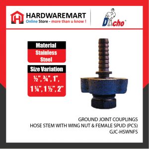 GROUND JOINT COUPLINGS - HOSE STEM WITH WING NUT & FEMALE SPUD (PCS)