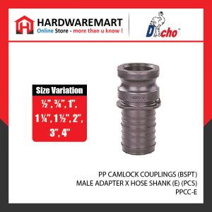 PP CAMLOCK COUPLINGS (BSPT) - MALE ADAPTER X HOSE SHANK (E) (PCS)