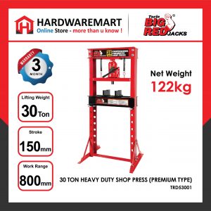 BIGRED 30 TON HEAVY DUTY SHOP PRESS MANUAL HYDRAULIC MACHINE CAR BEARING DISASSEMBLY AUTO REPAIR KERETA [PREMIUM TYPE]