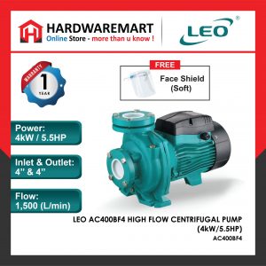 LEO AC400BF4 HIGH FLOW CENTRIFUGAL PUMP Pam Air Rumah Kolam [3 PHASE] (4kW/5.5HP)