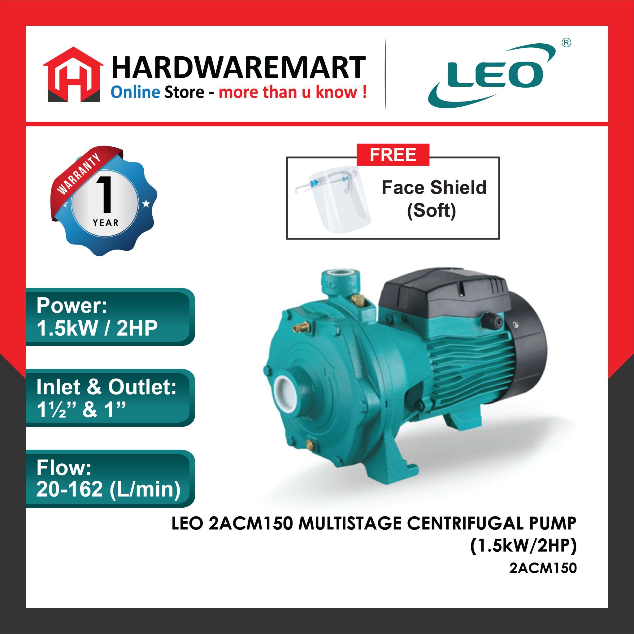 LEO 2ACM150 Multistage Centrifugal Pump [1 PHASE] (1.5kW/2.0HP