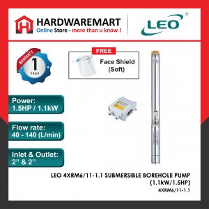 LEO 4XRM6/11-1.1 SUBMERSIBLE BOREHOLE PUMP PLANTATION Pam Air Perladangan [1 PHASE] (1.1kW/1.5HP)