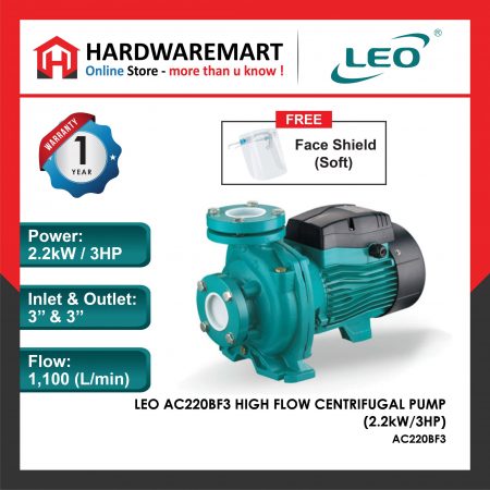 LEO AC220BF3 HIGH FLOW CENTRIFUGAL PUMP Pam Air Rumah Kolam [3 PHASE] (2.2kW/3HP)