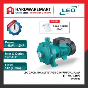 LEO 2ACM110 MULTISTAGE CENTRIFUGAL PUMP Pam Air Rumah Kolam 水泵 [1 PHASE] (1.1kW/1.5HP)