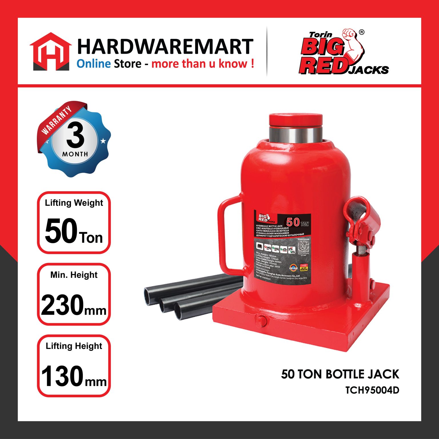 BIGRED 50 TON BOTTLE JACK Malaysia Hardware Online Store