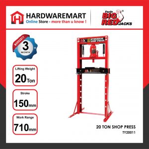BIGRED 20 TON HYDRAULIC SHOP PRESS MANUAL PRESS HYDRAULIC MACHINE CAR BEARING DISASSEMBLY AUTO REPAIR MEMBAIKI KERETA
