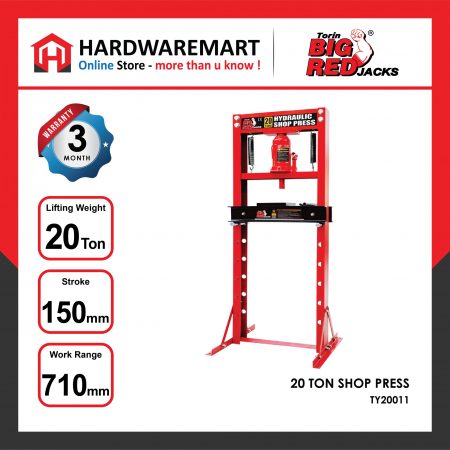BIGRED 20 TON HYDRAULIC SHOP PRESS MANUAL PRESS HYDRAULIC MACHINE CAR BEARING DISASSEMBLY AUTO REPAIR MEMBAIKI KERETA